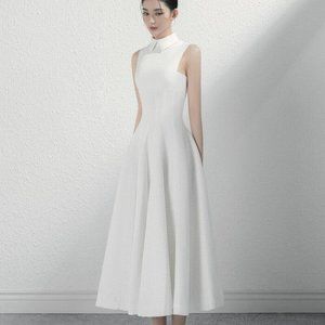 Aura Fit and Flare Collared Neck Tweed Midi Dress - MEAN BLVD (Brand New)